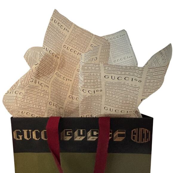 Gucci Shopping Gift Bag with Logo Tissue Paper & Ribbon Authentic Packaging - Picture 3 of 8